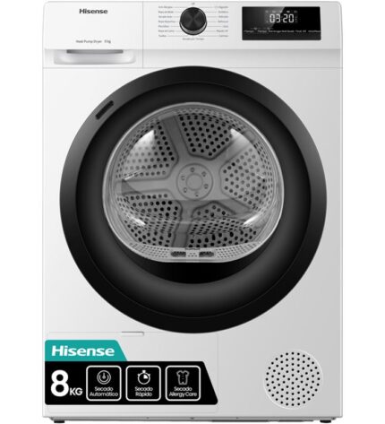 Hisense 01182849 dhqe800bw2 secadora de carga frontal con bomba de calor de 8kg clase a++ libre instalacion