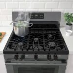 MOTSVARIG Horno+estufa de gas - negro acero inoxidable