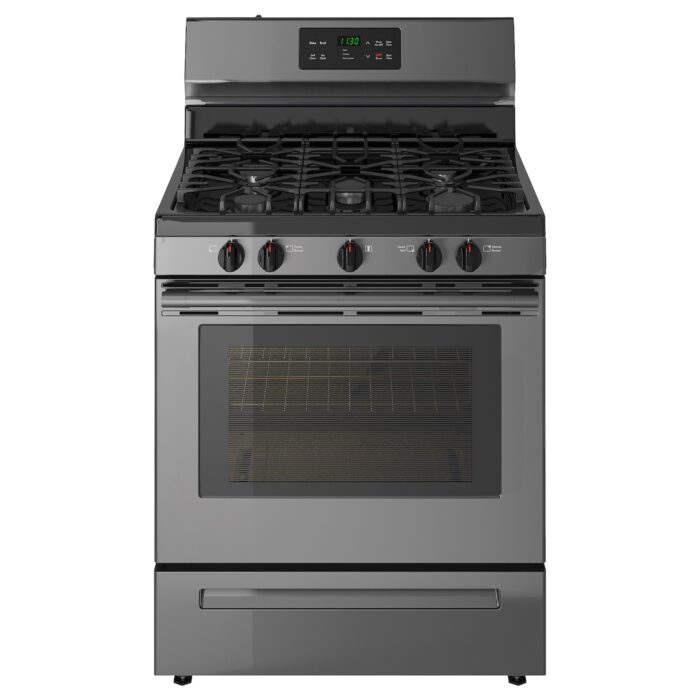 MOTSVARIG Horno+estufa de gas - negro acero inoxidable