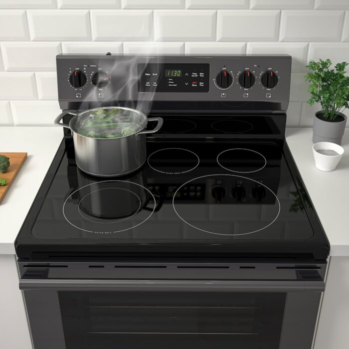MOTSVARIG Horno+estufa vitrocerámica - negro acero inoxidable
