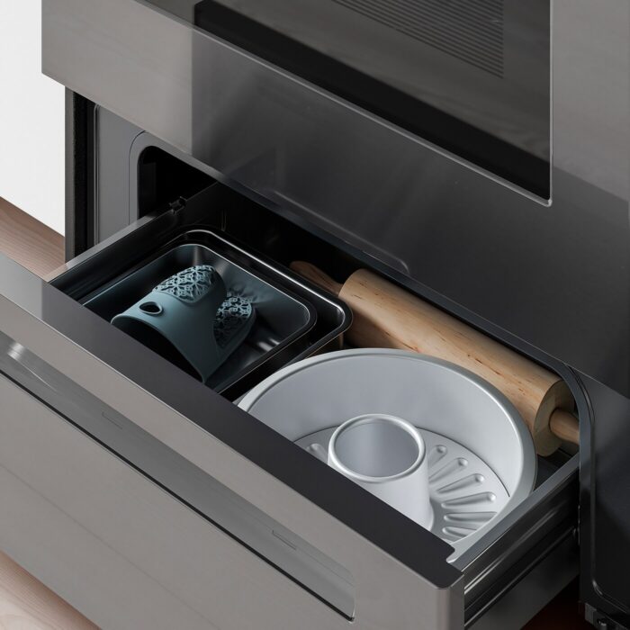 MOTSVARIG Horno+estufa vitrocerámica - negro acero inoxidable