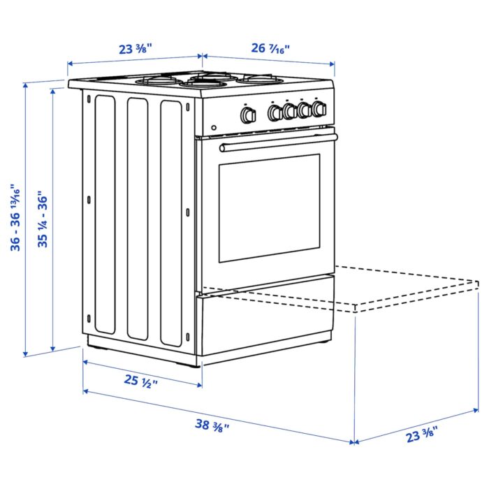 ÖRMINGE Horno+estufa de gas - acero inoxidable 24 "