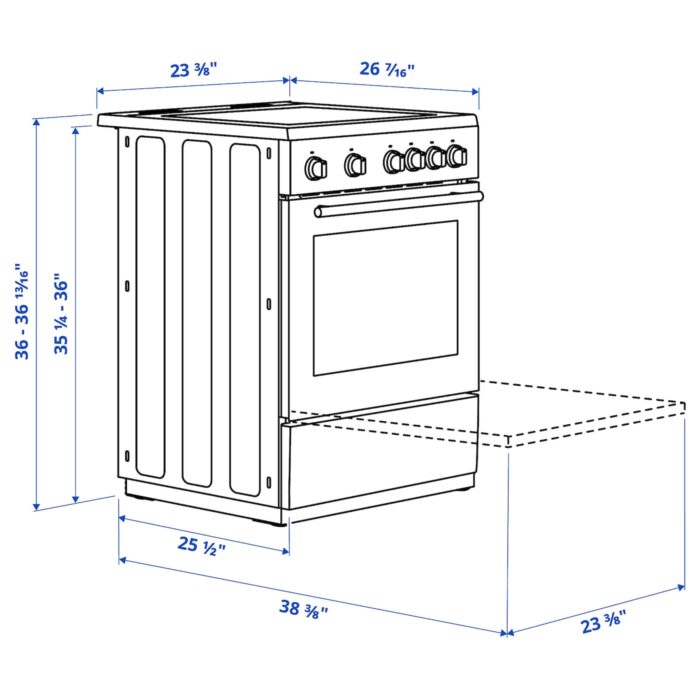 ÖRMINGE Horno+estufa de inducción - acero inoxidable 24 "