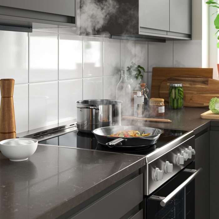 ÖRMINGE Horno+estufa vitrocerámica - acero inoxidable 24 "