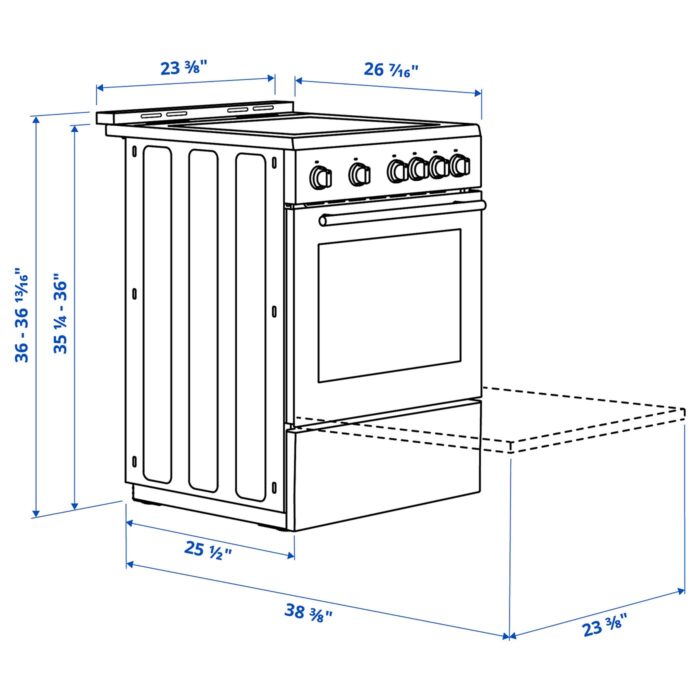 ÖRMINGE Horno+estufa vitrocerámica - acero inoxidable 24 "