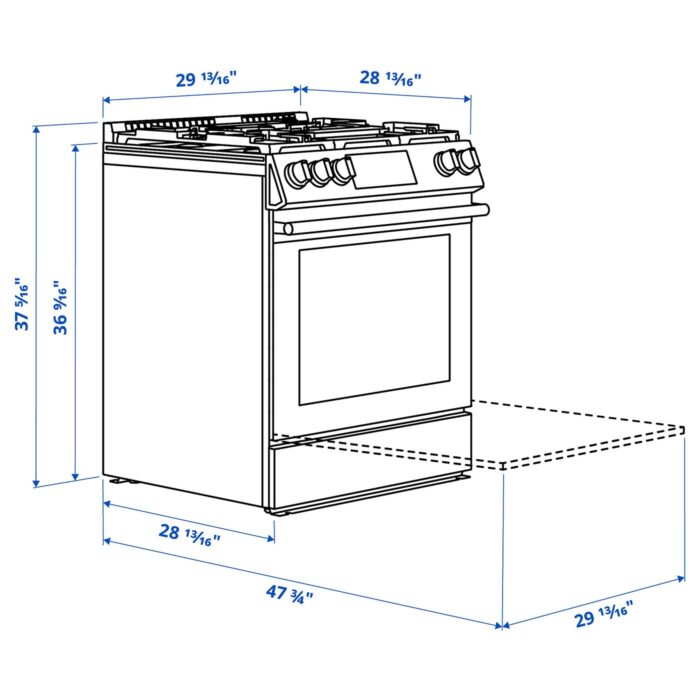 SNESSLINGE Horno+estufa de gas - acero inoxidable 30 "