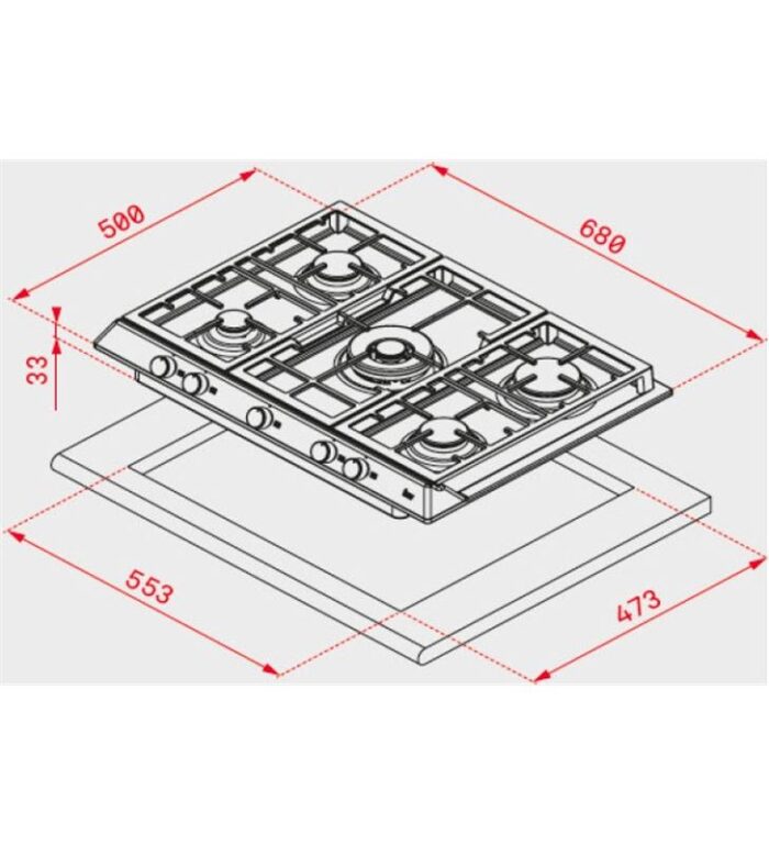 Teka 40212240 placa gas ex/70.1 5gaialdrci 5f 68cm nat
